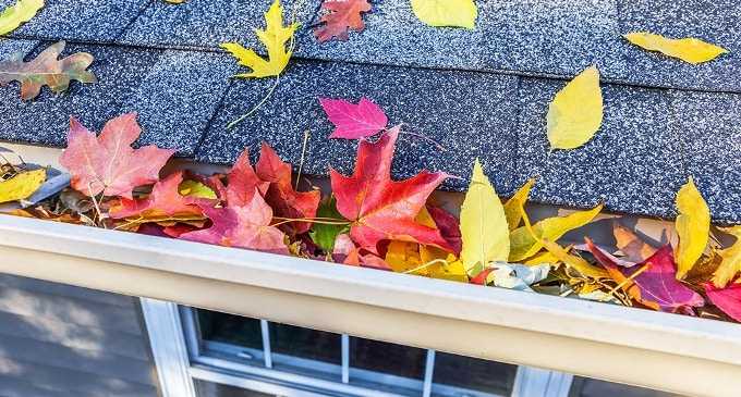 A roofer and a customer talking outside of a house.